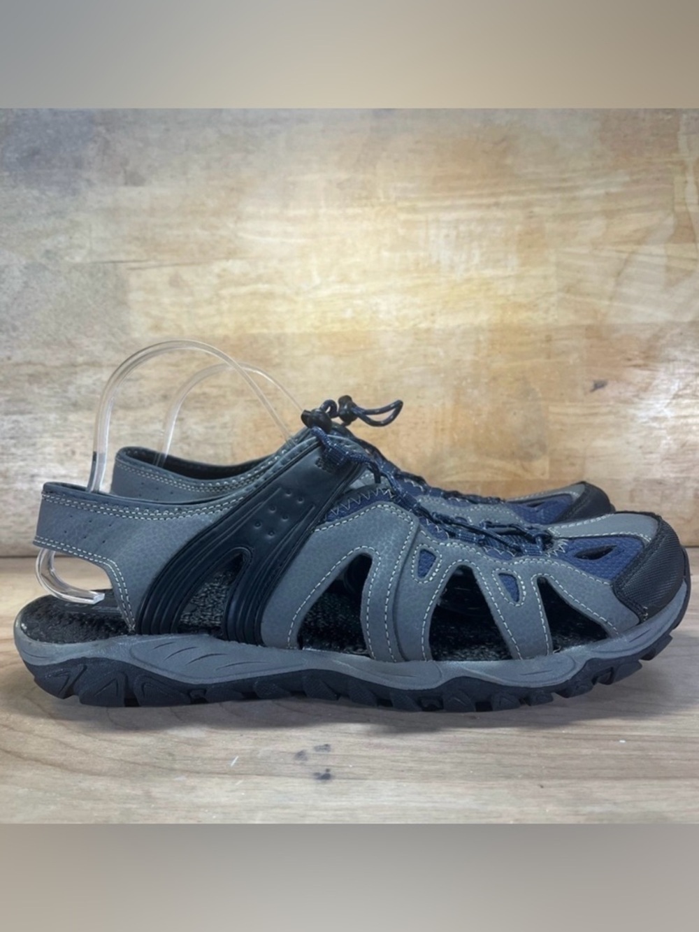 Ozark Trail Mens Size 13 Faux Leather Closed Toe Outdoor Sandals Gray Blue